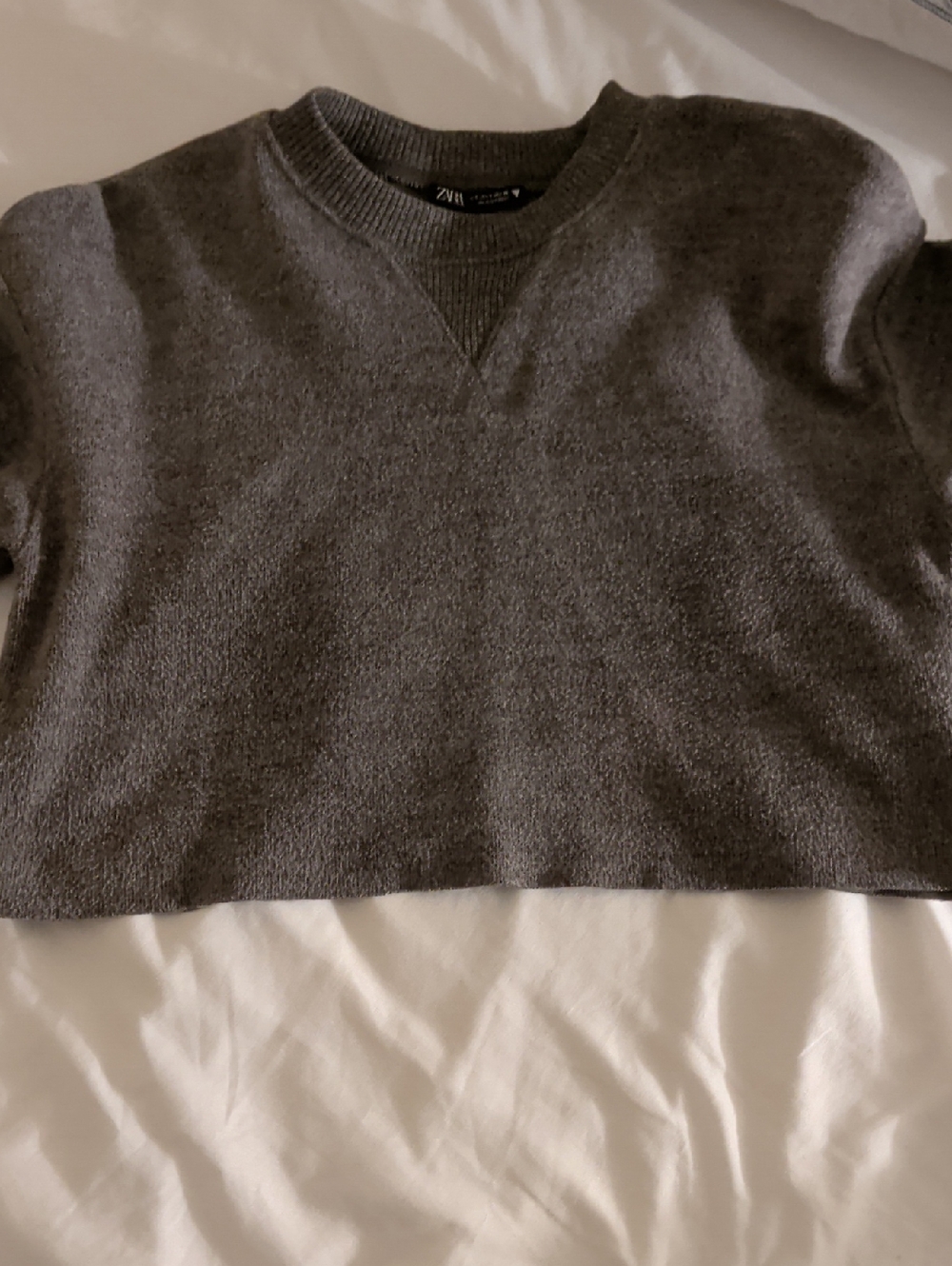 Zara Charcoal Gray Crewneck Pullover